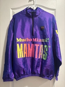 VTG Surf Style Purple Mucho Tequila Mamitas Windbreaker Jacket 1/4 Zip Men M - Picture 1 of 13
