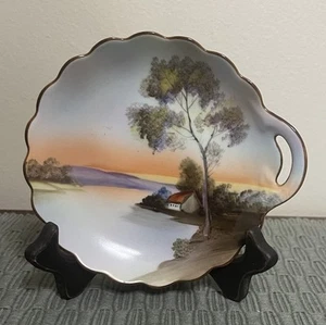 Vintage Noritake Handpainted Trinket Dish Single Handle 5.5” Japan - Picture 1 of 3