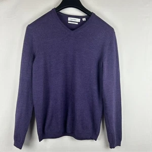 Calvin Klein Men's Purple V-Neck merino wool  Sweater size S - Picture 1 of 6
