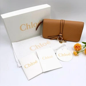 Chloe Alphabet Long Wallet Camel Leather Gold Charm with Box & Receipt - Picture 1 of 14