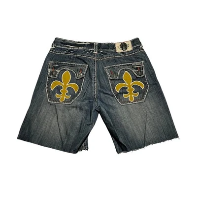 Pantalones Cortos Vaqueros Sueltos Y2K Vintage Laguna Beach Jean Co. Swarovski Hechos a Mano Foto 1 de 4