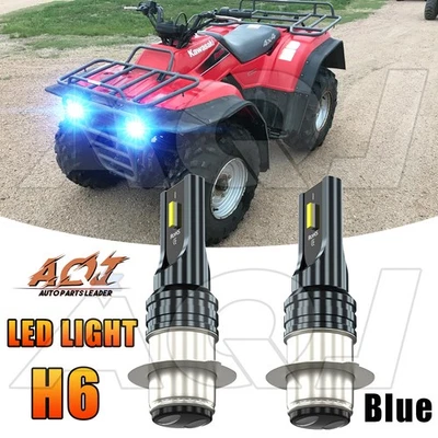 For Kawasaki Bayou 220 1988-2002 2PCS H6 LED Headlight 8000K Ice blue Bulbs Foto 1 de 4