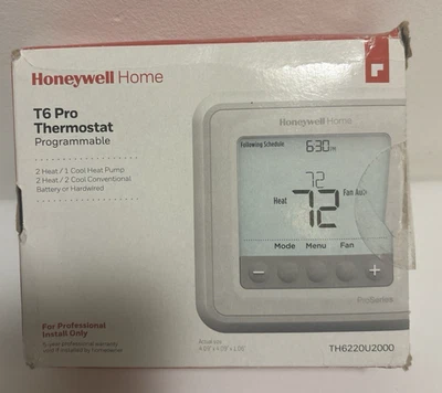 OPEN BOX Honeywell Home T6 Pro TH6220U2000 White Programmable Thermostat - Image 1 of 4