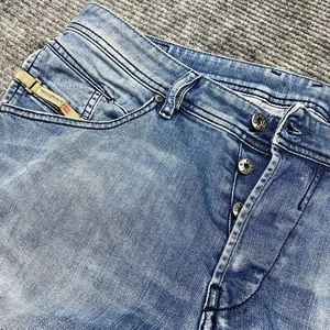 Diesel Belther Jeans Mens 34x29 Slim Tapered Fit Button Fly Stretch Blue Pants - Picture 1 of 15