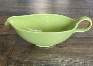 USA Pottery Vintage Classic Retro Mid Century Lime Green H Laughlin Gravy Boat - Picture 1 of 7