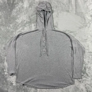 Eileen Fisher Oversized Hoodie Womens Small Gray 1/4 Button Viscose Lightweight - Picture 1 of 14