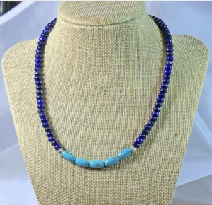 Elegante Halskette aus Lapislazuli und Türkis für Damen - Bild 1 von 4