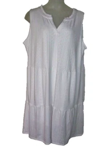 NWT $49 Womens CROFT BARROW White LINED Eyelet Tiered MIDI Dress 2X - Picture 1 of 3