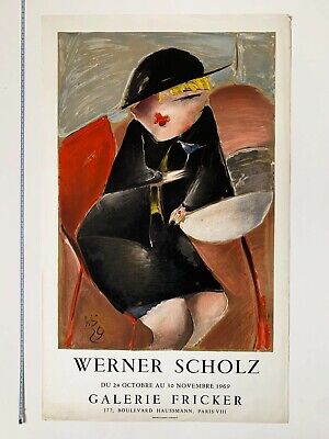 Werner Scholz At Galerie Fricker 1969 Vintage Lithograph Poster By Mourlot • 150€
