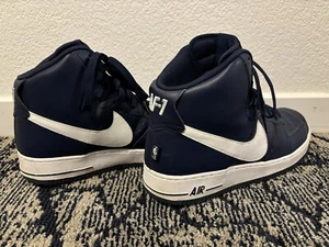 Nike Air Force NBA Statement Game Navy Blue and White Leather High Tops Size 11 - Picture 1 of 7