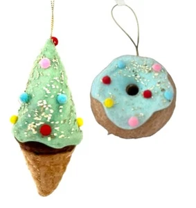 Ice Cream Doughnut Ornament - Felt Dessert Birthday Donut Decoration Candy Food - Picture 1 of 2