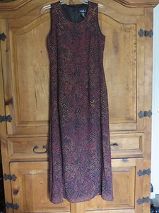 VINTAGE 90's Print Sleeveless Column Dress Grunge Festival Maxi - Picture 1 of 7