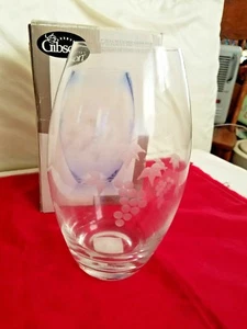 Gibson 9" Contemporary Clear Etched Grape Glass Vase JCP Home Collection - Picture 1 of 4