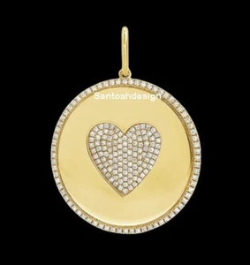 Hermoso Disco Corazón Diamante Plata de Ley 925 Dije Colgante Joyería, Regalo - Imagen 1 de 2