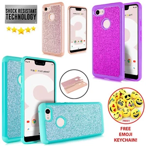 Google PIXEL 3 XL Cute Glitter Bling Sparkle Hybrid Dual Layer Case + HD Screen - Picture 1 of 15
