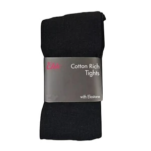 Kids Everyday Plain Black Cotton Rich Tights Back 2 School Thick Soft Children's - Picture 1 of 2