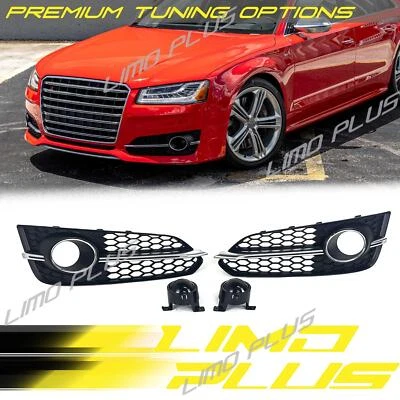 Front Bumper Fog Light Cover Grille + ACC Cover for Audi A8 D4 2015-2018 Foto 1 de 4