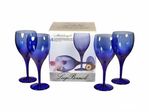 Luigi Bormioli Michelangelo Blue Italian Crystal Goblets 4 Piece 11.5oz In Box - Picture 1 of 11
