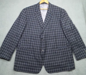 Oak Hill Mens Jacket Size 3XLT Gray Blue Plaid Two Button Double Vent Blazer - Picture 1 of 17