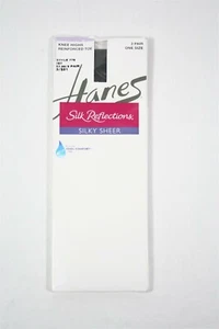 931X06 Hanes 775 Silk Reflections Reinforced Toe Knee Highs One Size Jet - Picture 1 of 2