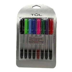 TUL PM Series Permanent Markers Fine Point Silver Barrel 8 Assorted Ink Colors - Picture 1 of 9