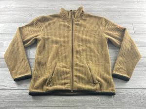 Men's AK Burton Brown Waffle Fleece Full Zip Jacket Size Small Mock Neck - Picture 1 of 9