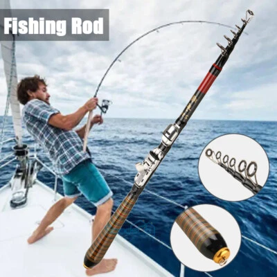 Heavy Duty Carbon Fiber Telescopic Fishing Rod Pole Sea Saltwater Freshwater - Image 1 of 4