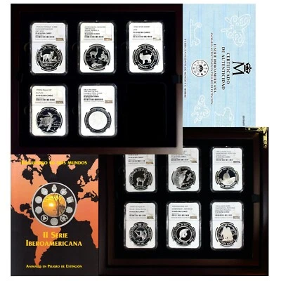1994 Animales en Peligro de Extinción Silver Proof Set NGC PF 68 & PF 69 - Image 1 of 4