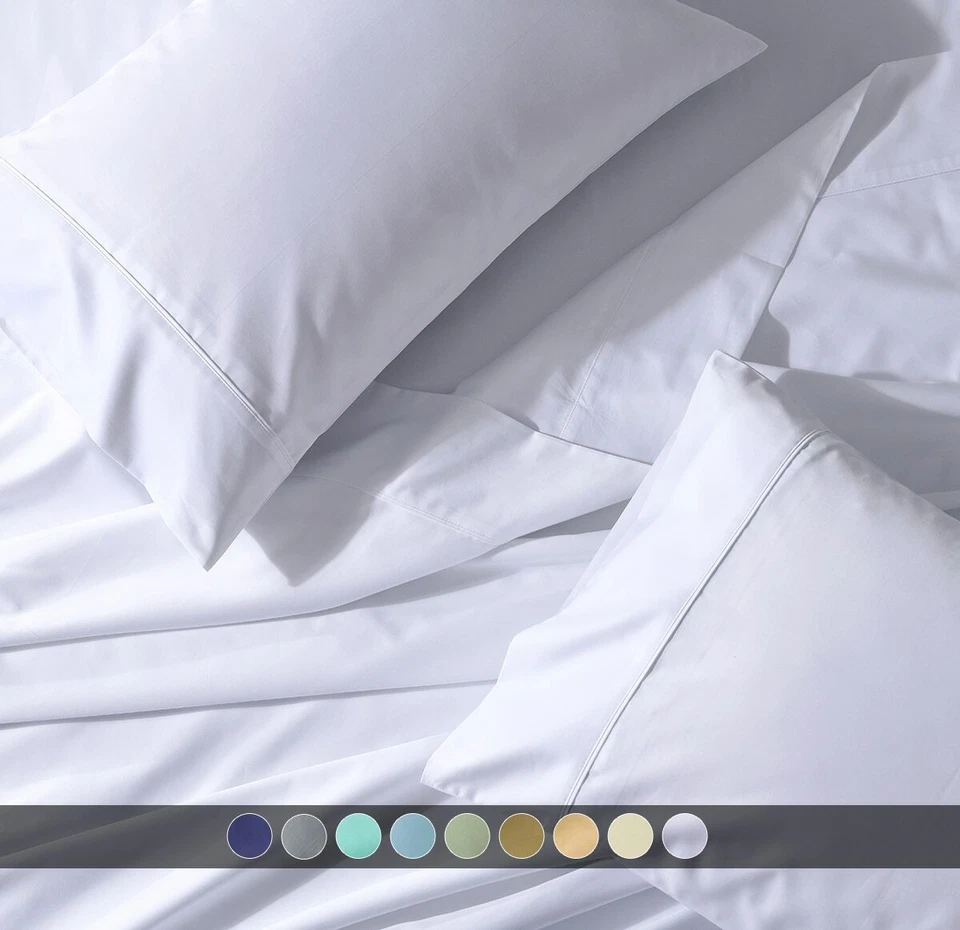 Cotton Extra Deep Pocket PERCALE Bed Sheet Set [Flat + Fitted + Pillow Cases] - Image 1 of 1