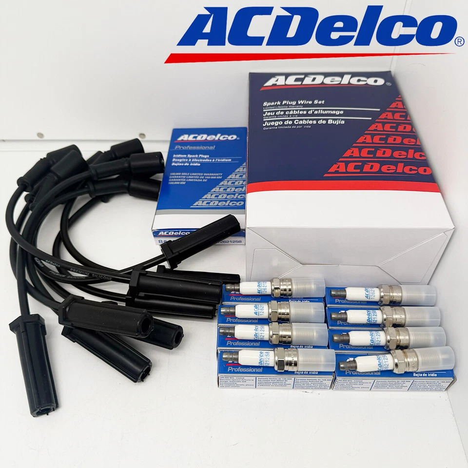ACDelco 8X 41-110 Spark Plug & 9748UU Wire Set For Chevrolet GMC 4.8L 5.3L 6.0L - Image 1 of 4