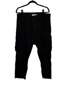 ZARA Man, schwarze Denim Cargohose Herren XL, 6-Pocket, Fransenboden, gebraucht. - Bild 1 von 5