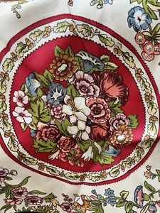 Vintage J.C Penny Floral Print Round 70” Velvet Border Tablecloth Stunning - Picture 1 of 5