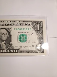 2013 $1 F Atlanta BEP F-C Block Low Serial Number 4 Zeros In Front (F00003168) - Picture 1 of 9