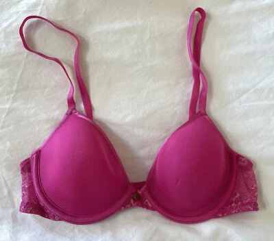Sujetador con aros de encaje rosa magenta Natori 32B nuevo sin etiquetas Foto 1 de 3