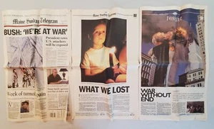 Maine Sunday Telegram Newspaper Vol 114 #10 Sep 16, 2001 WTC Attacks 9/11 Bush - Picture 1 of 9
