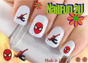 Nail Art 593 CHARACTER Spiderman Flying Red Mask WaterSlide Nail Decal Transfers - Picture 1 of 2