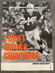 Original Vintage 1964 Bart Starr Green Bay Packers Football Anti Smoking Poster - Picture 1 of 4