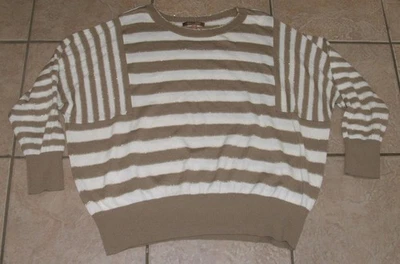 ELLEN TRACY Sparkly 条纹加大尺寸 3X 弹性轻便羊毛混纺毛衣 — 第 1/2 张图片