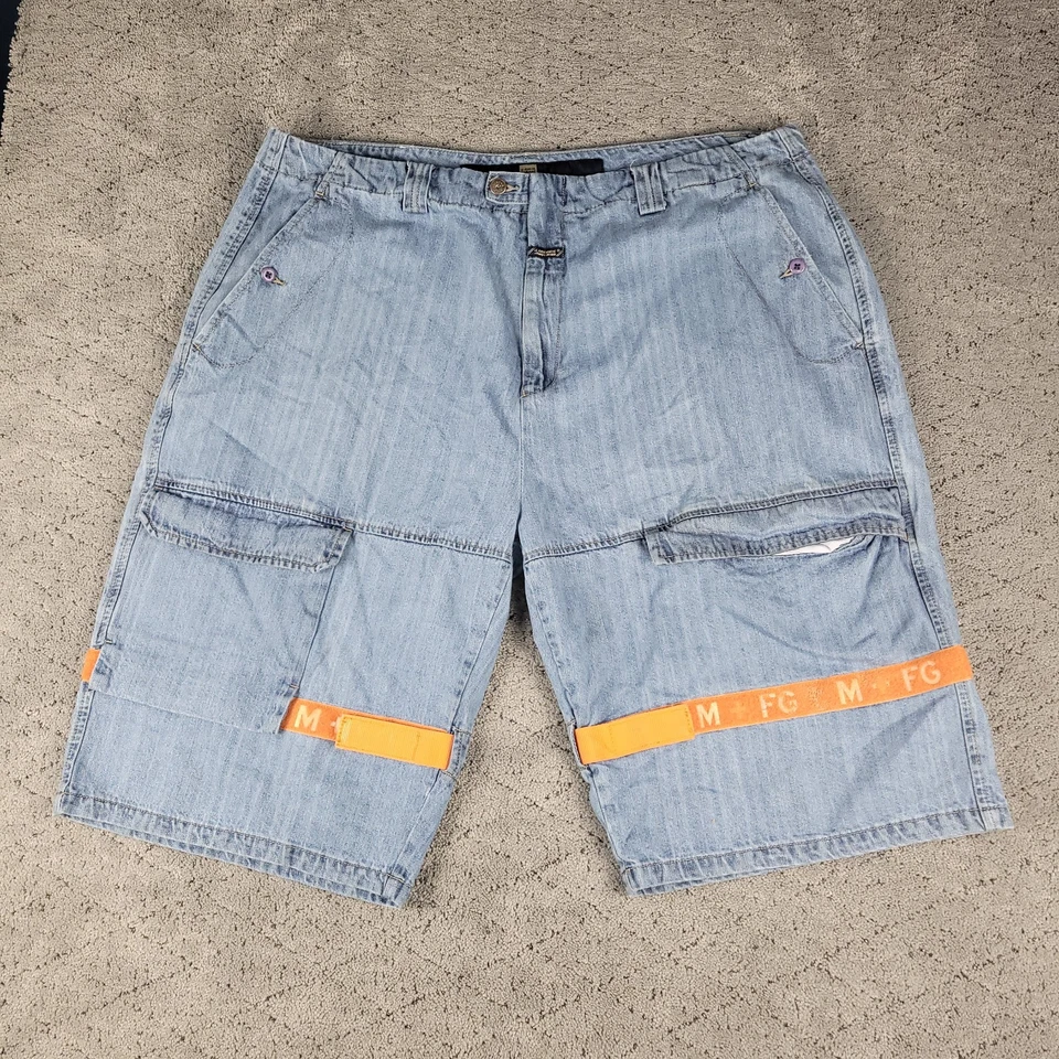 Pantalones Cortos Marithe Francois Girbaud Para Hombres 46 Azul Carga Cinta de Transporte Sueltos Ropa de Calle Foto 1 de 4