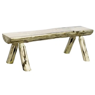 Montana Woodworks MWHLB4V Montana Collection Half Log Bench 4-feet Clear - Image 1 of 2
