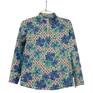 Women's IBKul Floral Print Long Sleeve Mock Neck Top, Size L - Bild 1 von 9