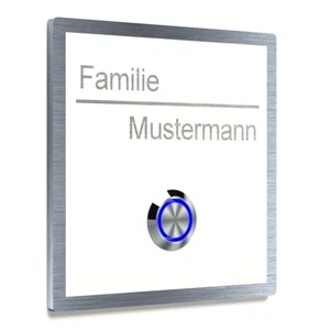 Klingel Haustürklingel Edelstahl Weiß Klingelschild LED Gravur 100 X 100mm - Bild 1 von 10