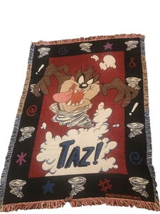Rare TAZ Tasmanian Appx. 46"x55" Tapestry Throw Blanket Warner Bros 1996 Vintage - Picture 1 of 4