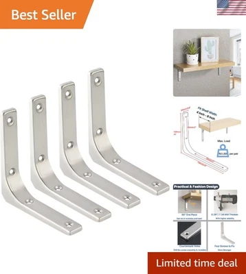 Elegantes soportes de estante de alta resistencia de 4"" x 4"" - acero inoxidable y níquel cepillado Foto 1 de 4