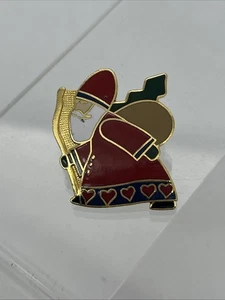 Martie Sandell Christmas Santa Gold Tone Lapel Hat Pin Hearts Brooch - Bild 1 von 8