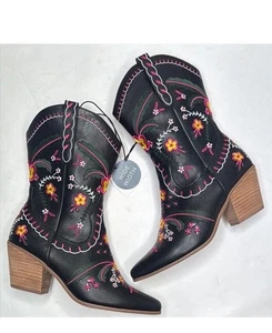 Arula Amber Weite Wade in Schwarz Bestickt Stiefel Größe 11W - Bild 1 von 6