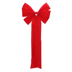 Northlight 12" x 25" Red 6-Loop Velveteen Christmas Bow Decoration - Picture 1 of 3