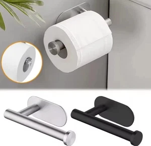 Stainless Steel Toilet Roll Paper Holder Strong Self Adhesive Stick Wall Mount - Picture 1 of 5