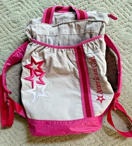Vintage American Girl Rucksack 16" Puppentrage Cord rosa hellbraun rot verstellbar - Bild 1 von 6
