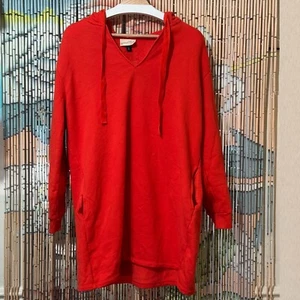 Universal Thread™ Long Sleeve Hooded Mini Fleece Tunic Dress, Red/Orange, M - Picture 1 of 13